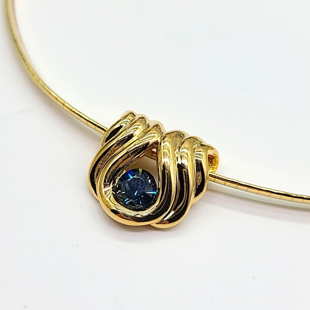 Vintage Early 2000's NOLAN MILLER Gripoix Inspired Deep Blue Sapphire Pendant 💎